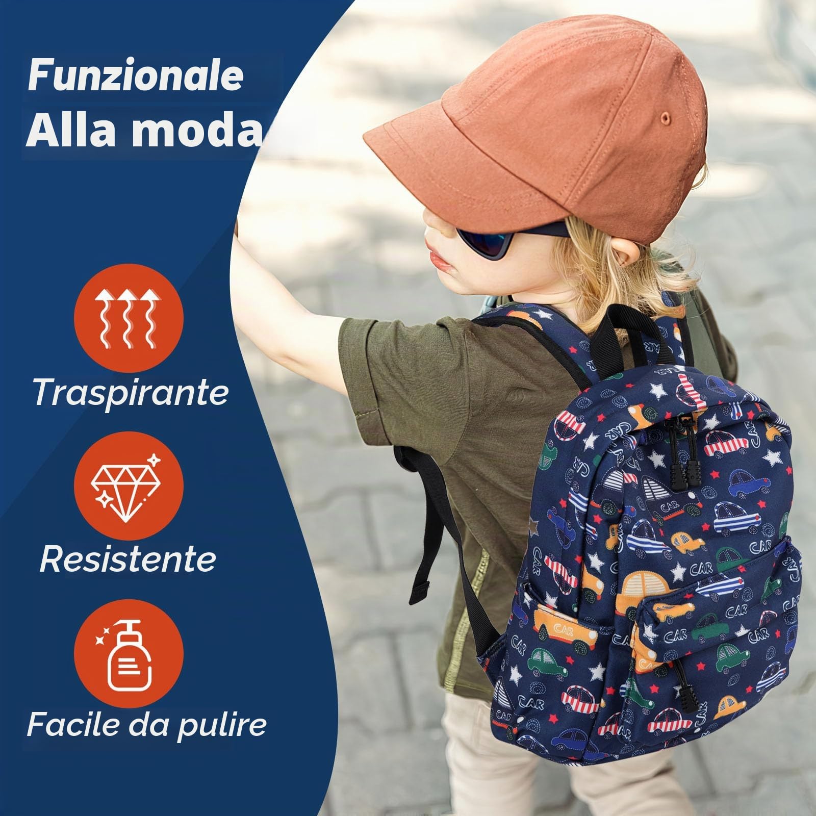 Zicac Zaino per Bambini, Impermeabile Zainetto Asilo Bimbo,Carino Zaino Scuola Elementare Bimbo,Dinosauro Zaino Asilo per Ragazzi/Ragazze 3-7 Anni
