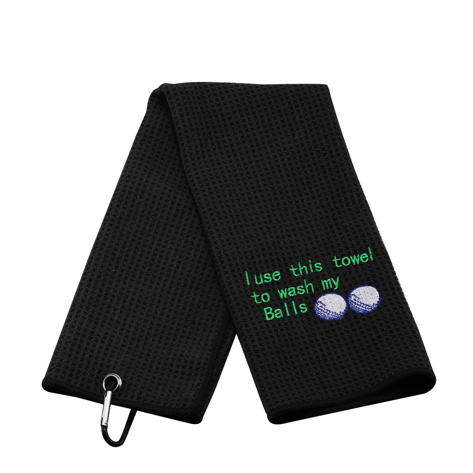 Serviette de golf brodée haute densité avec mousqueton métallique robuste