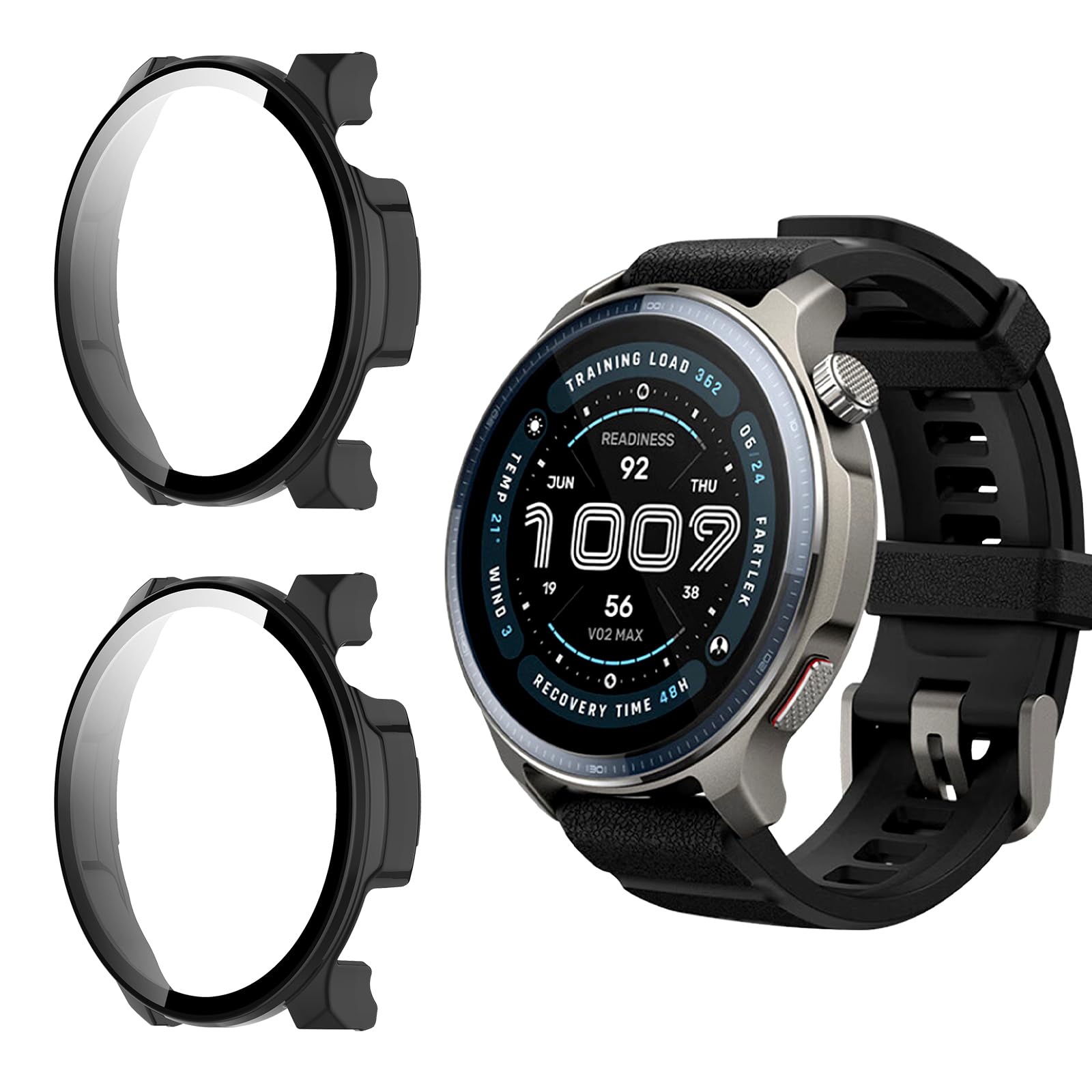 Funda Compatible con Amazfit Balance 2 [2 Piezas], Carcasa Protector Duro PC Marco con Cristal Templado Protector de Pantalla Anti-Choque Parachoques Anti-Arañazos Case Cover