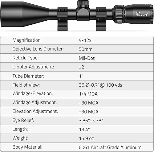 Miniatura 2 de CVLIFE JackalHowl W01 - Alcance de rifle de tubo de 1 pulgada con anillos de alcance gratuitos de 0.787 in, segundo plano focal