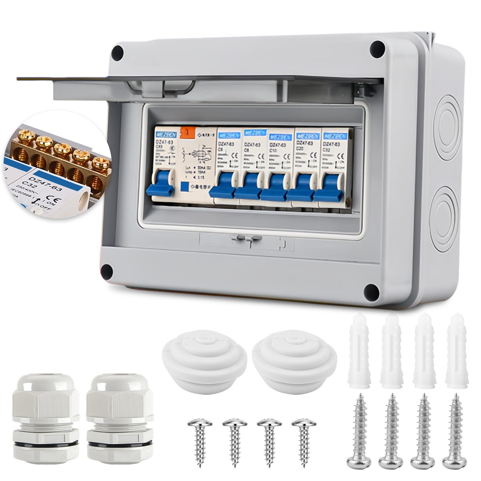 PRITOK Consumer Unit: Garage Consumer Unit with Assembly Tool, IP65 Waterproof Consumer Unit