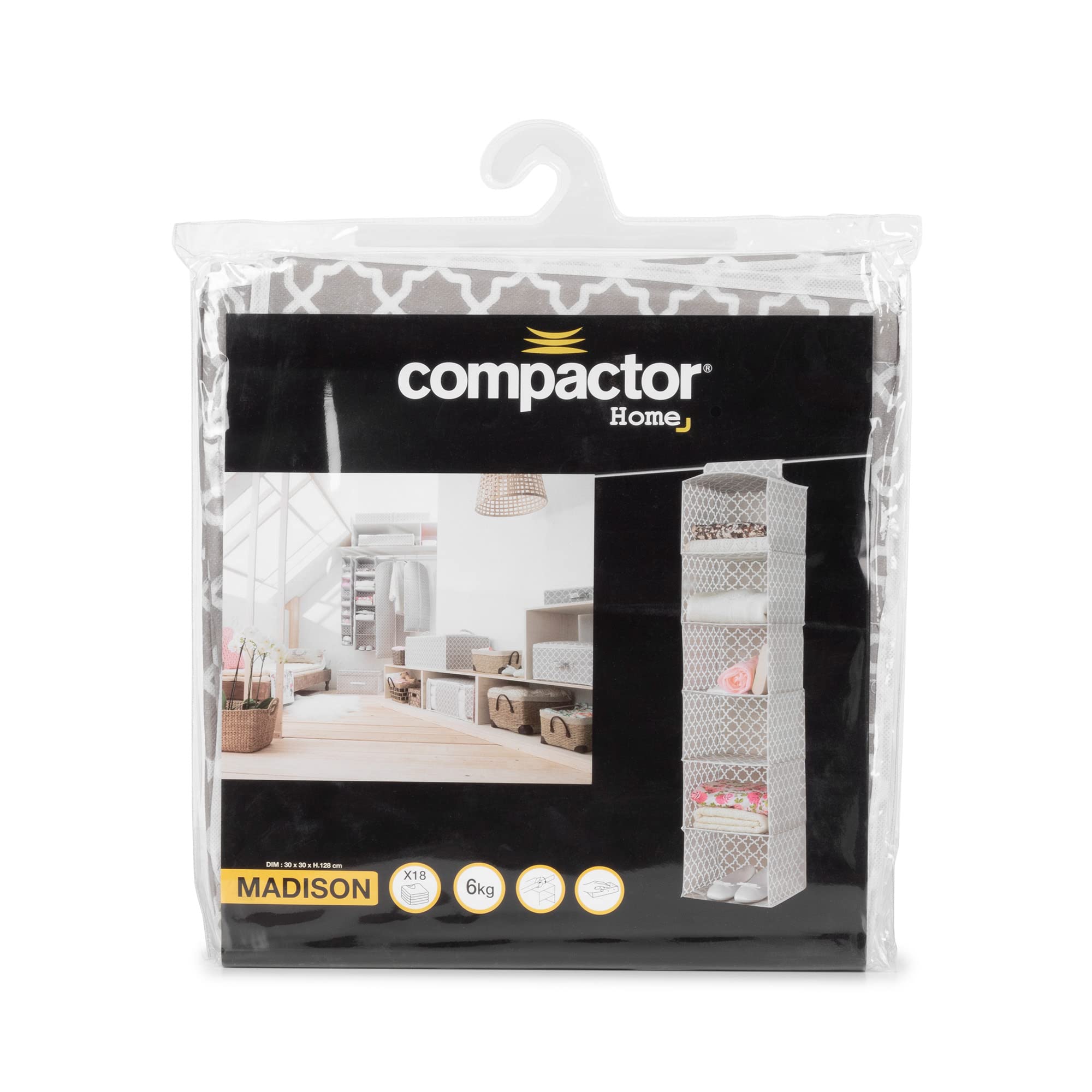 Compactor Home Portascarpe, Microfibra, Taupe/White, 30 x 30 x 128 cm