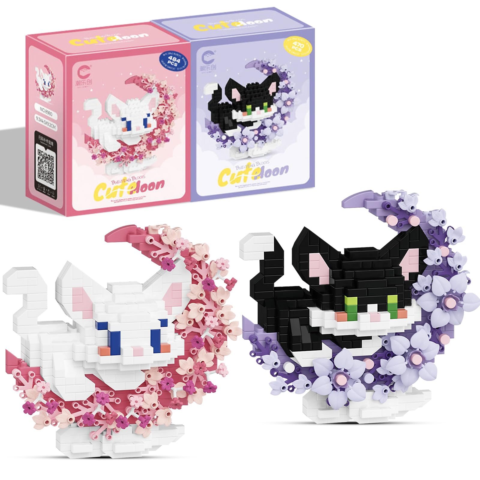 VEQENIFY 2 Stück Bausteine Spielzeug Kit Mini-Tier-Baukasten-Set Tiere Figuren Klemmbausteine Mini Bricks Bauen Bauklötze Bausteine,Spielzeug, Heimdekoration
