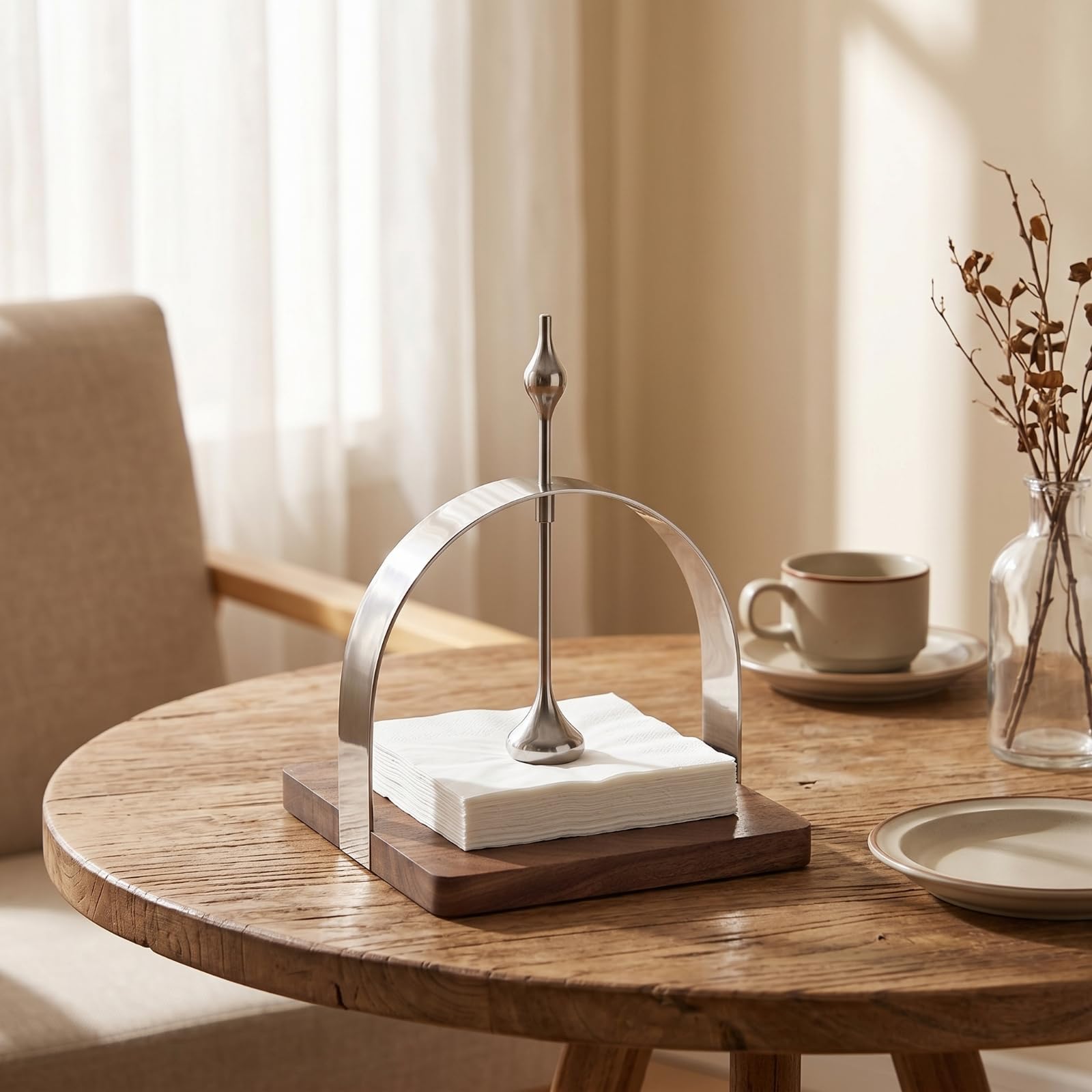 Soporte Servilletas Metal con Base Minimalista Servilletero con Base Antirayaduras Servilletero Mesa para Comedor
