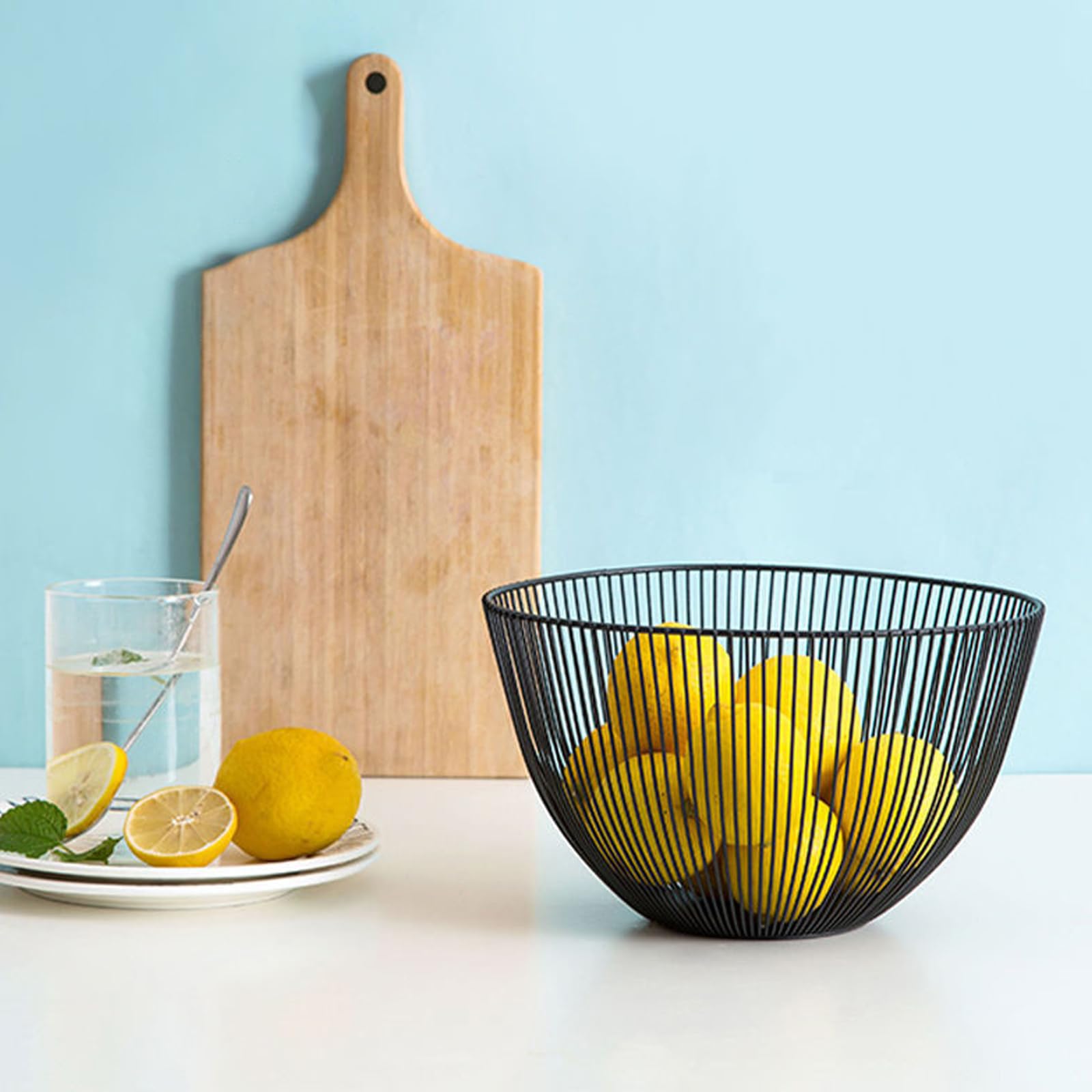 Corbeille à Fruits En Métal Noir - Panier Rangement Rond Design Moderne Pour Cuisine Et Décoration