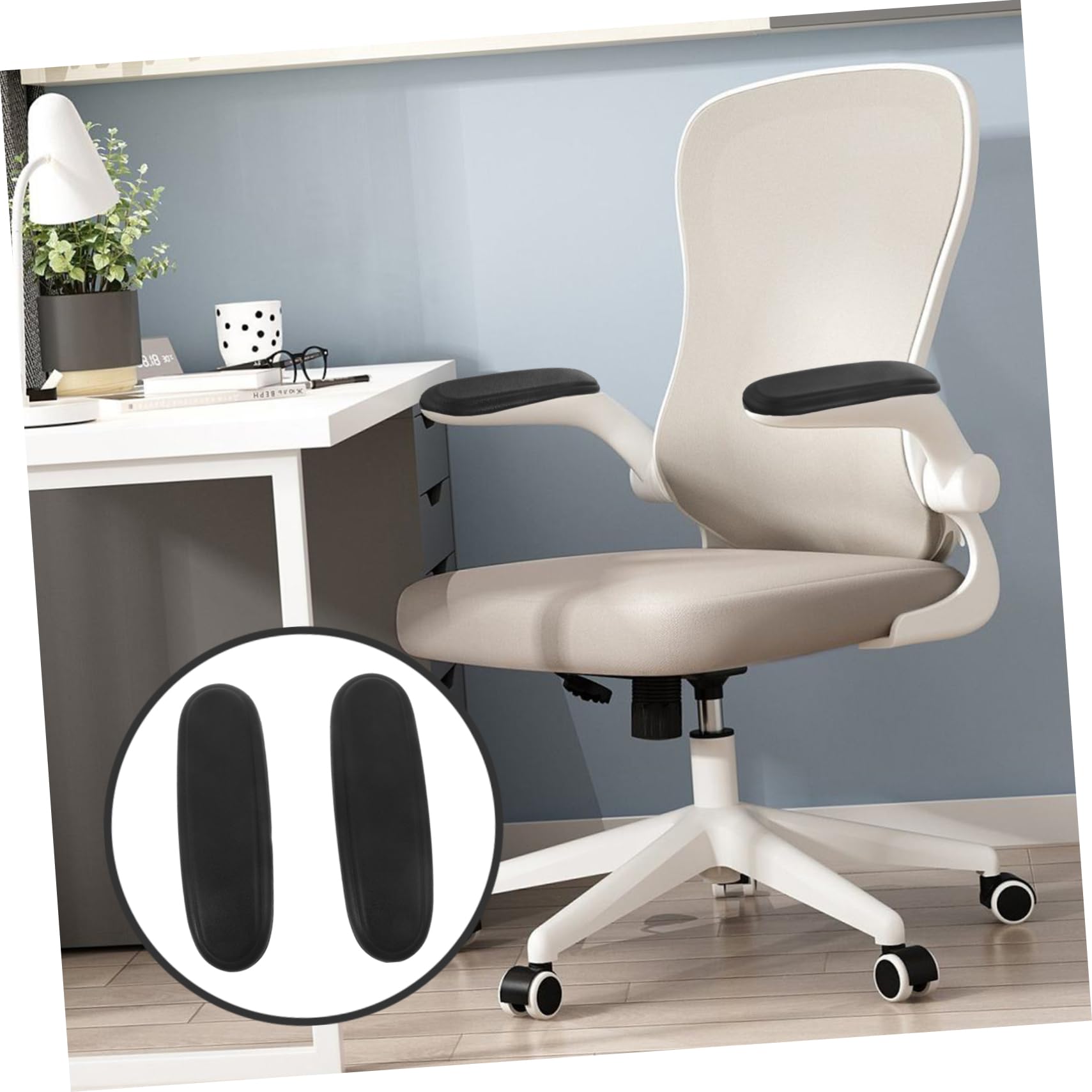 Bürostuhl Armlehnenpolster im Klassischen Schwarz 2 Stück aus Weichem Pu Leder rutschfest und Ergonomisch Einfache Montage Passend für Büro und Arbeitsstühle