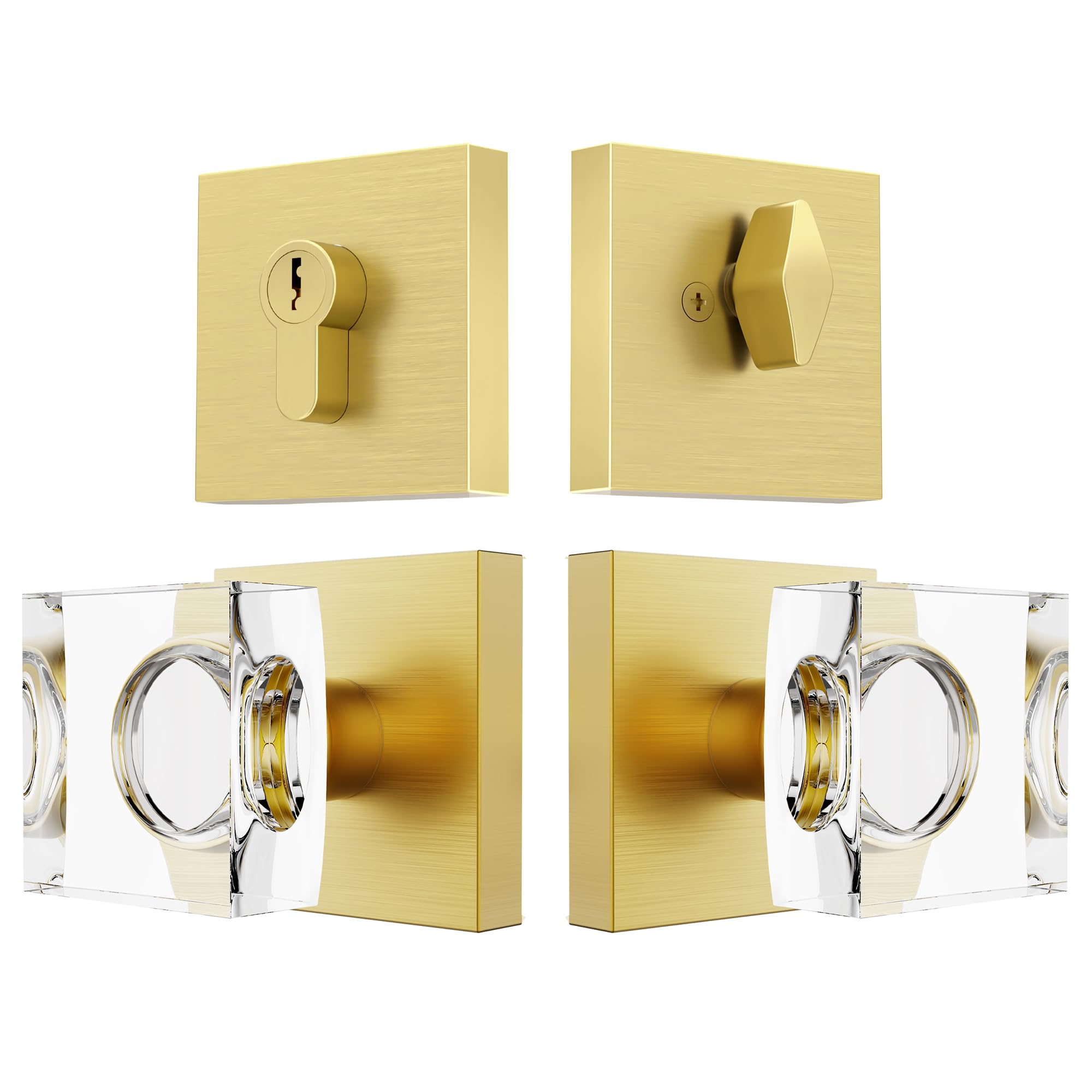 Brushed Gold Door Knobs - Crystal & Modern Design -29