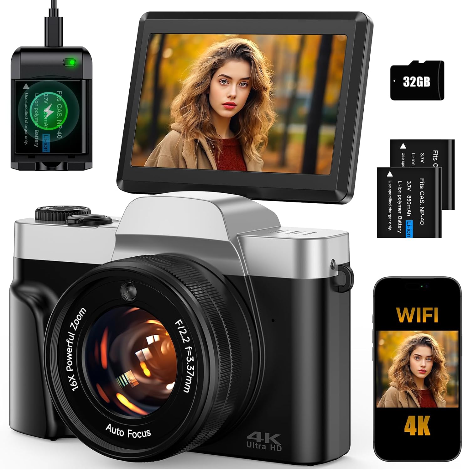 4K Digital Digital camera for Images 64MP WiFi Vlogging Digital camera for YouTub… 4K Digital Digital camera for Images 64MP WiFi Vlogging Digital camera for YouTub…
