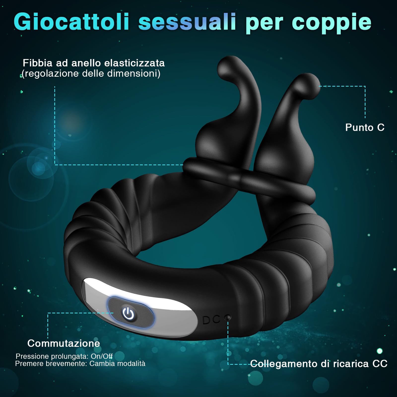 Anello Vibrante per Lei e Lui Sexytoysys Coppia, Cock Ring Sex Toys Sessuali per Coppia con 10 Modalità di Vibrazione, Anello Pene Vibratoreper Uomo Professionale, Cockring Stimolatore per Clitoride