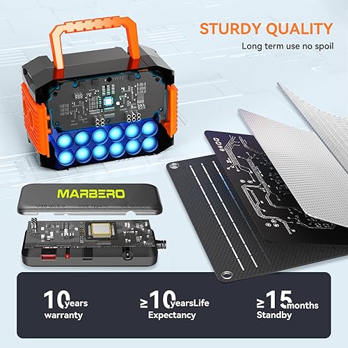 Miniatura 7 de MARBERO Estación de energía portátil de 88.8 Wh con panel solar de 30 W, 150 W de pico para camping, generador solar con salida de CA (2 x CA, 2 USB