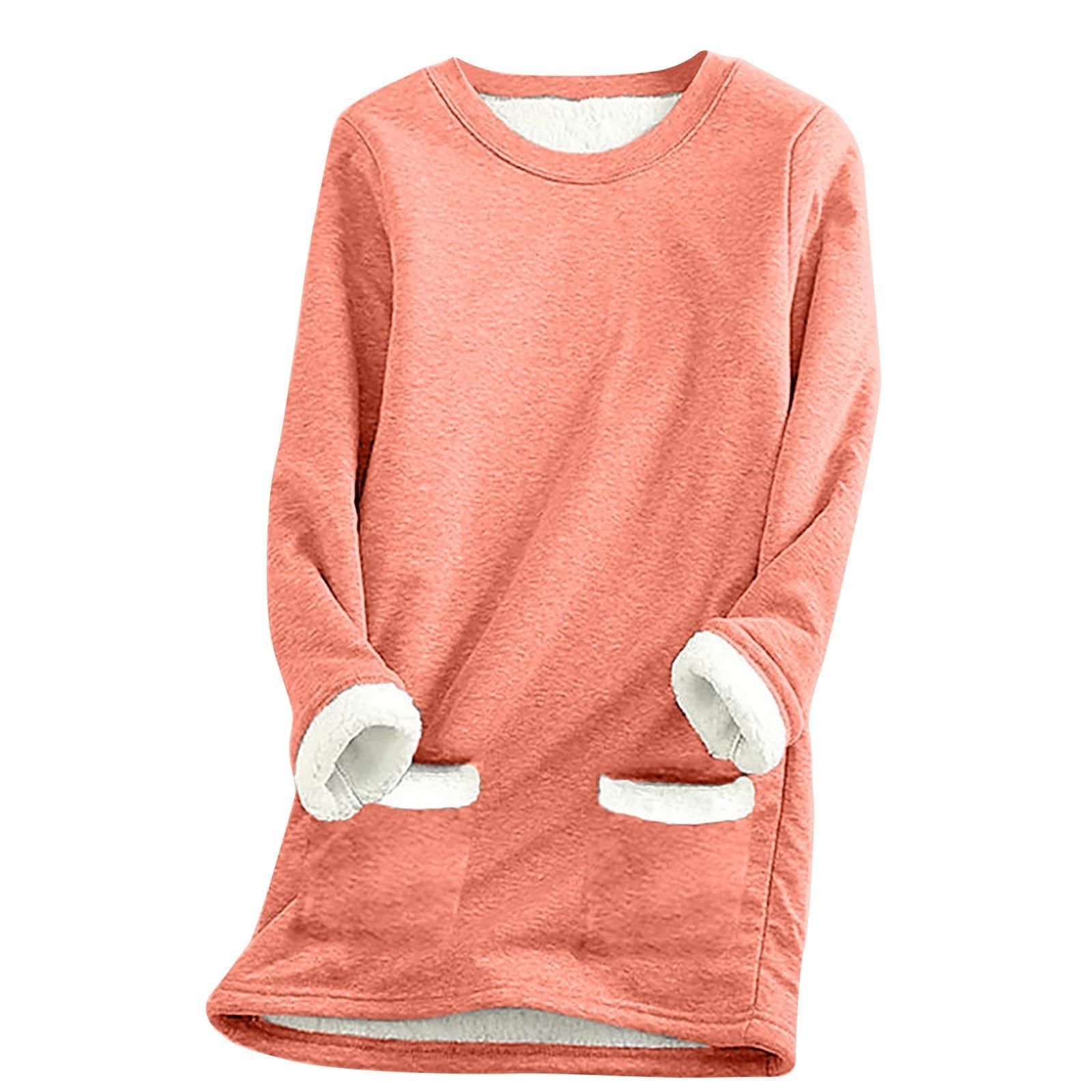 Winter Fleece Lined Warm Shirts For Women Solid Color Raglan