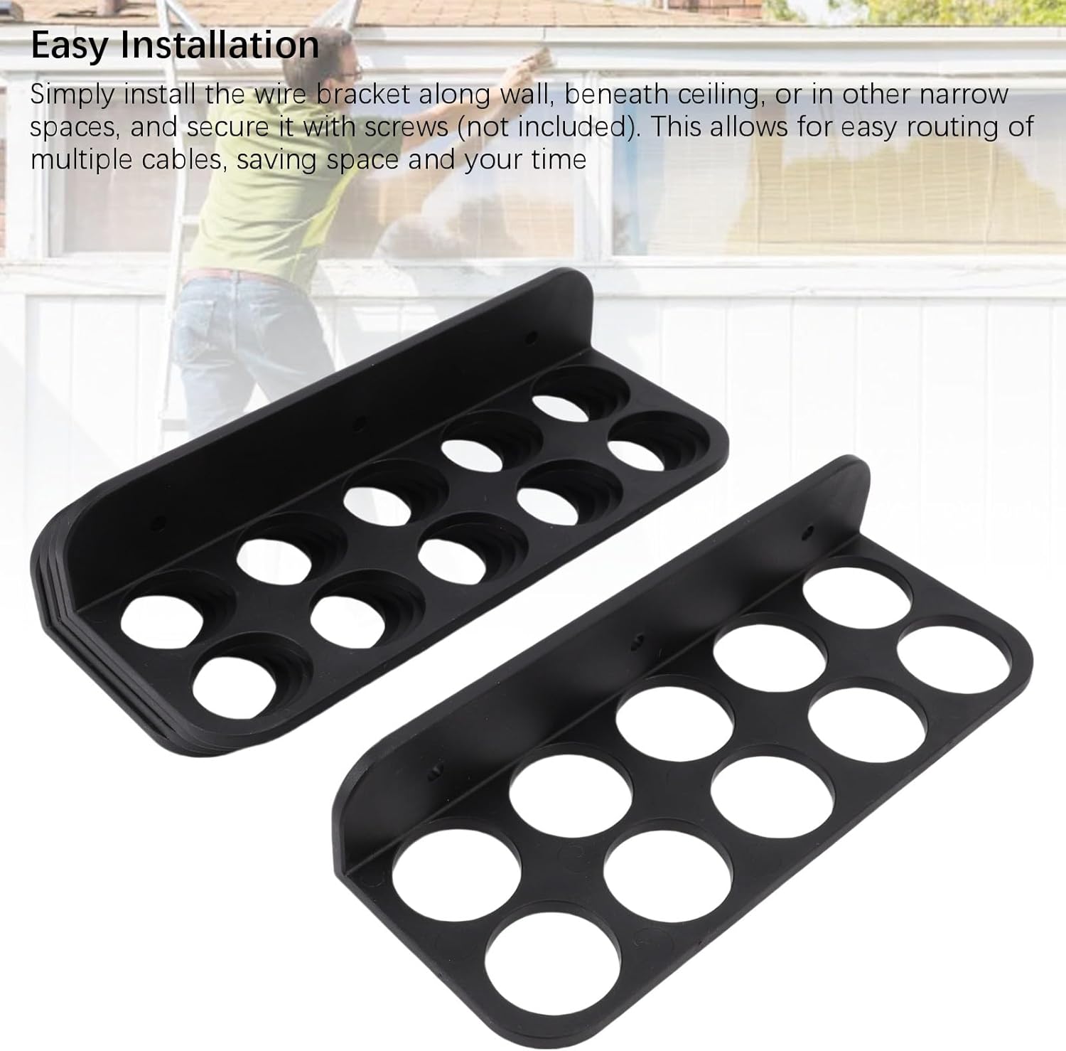12 Pcs Cable Support Bracket, 1 Inch 10 Hole Wire Management Organizer for Network & Electrical Cords, ABS Cord Holder, Easy Installation (20PCS)