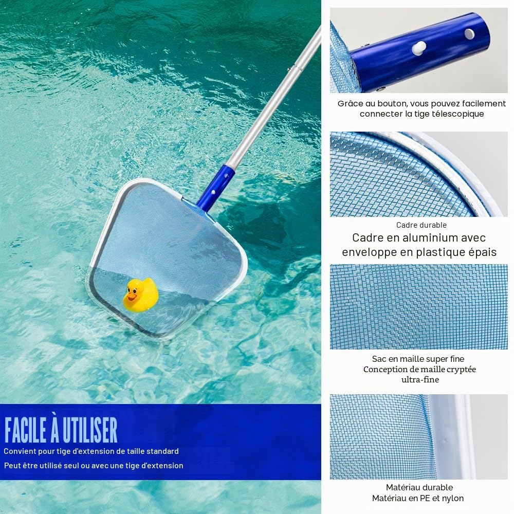 Épuisette Piscine à Mailles Fines, Accessoires Piscine Nettoyage pour Algues, Spas, Fontaine