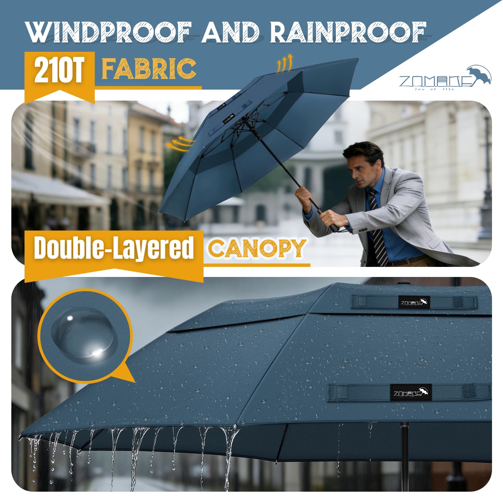 ZOMAKE 54/62 Pollici Extra Large Compatto Ombrello Da Golf,Resistente Al Vento Ombrello Pieghevole Portatile Per I Viaggi,Ombrelli Uomini Donne Doppia Calotta Ventilato