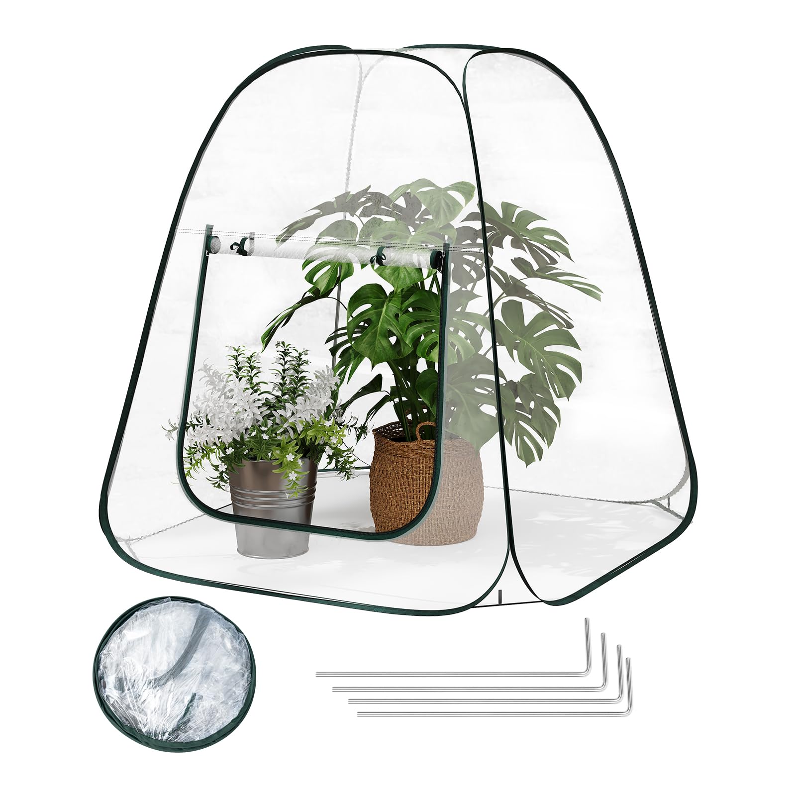WOLTU Mini-Serre popup, matériau PVC étanche, maintient l'humidité en été et la Chaleur en Hiver, Utilisation en intérieur et en extérieur, 70x70x80 cm, Transparent