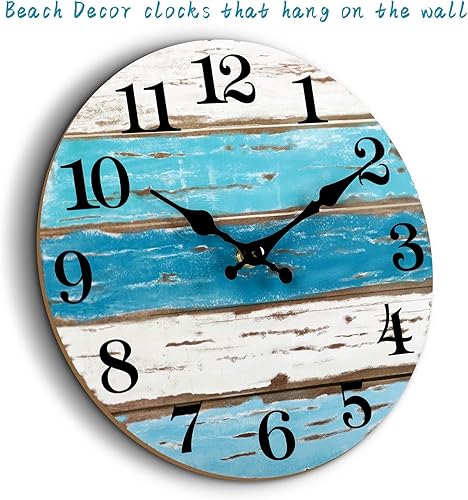 Miniatura 4 de CHYLIN Reloj de pared de 16 pulgadas, relojes grandes para exteriores, para patio, piscina, playa, decoración de casa, relojes tropicales para