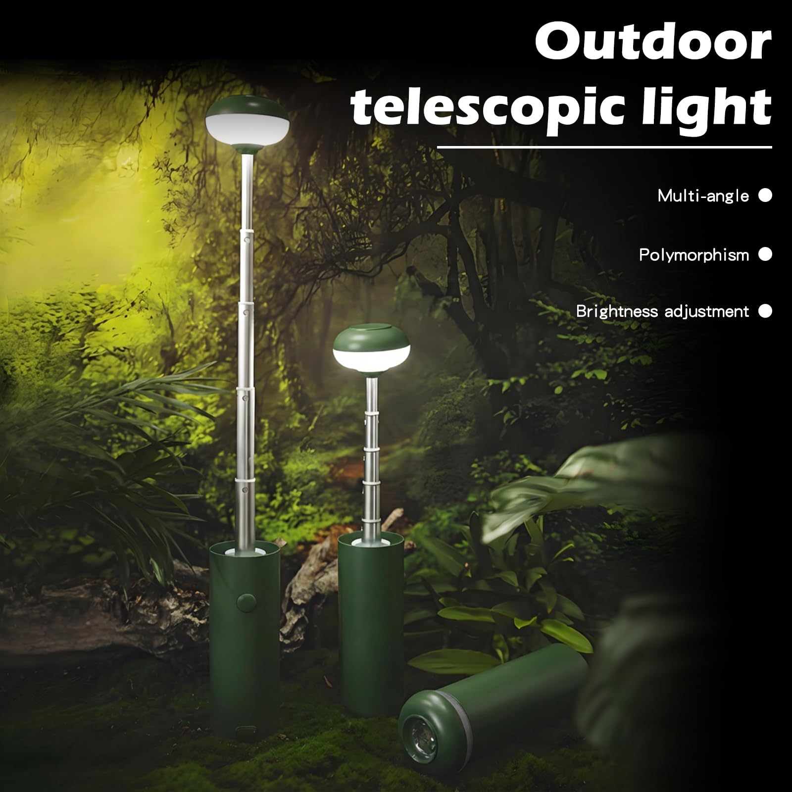 Lantarn Lampe de camping télescopique ultralégère avec batterie rechargeable 5000 mAh Magnétique IPX65 Étanche Lumière d'extérieur portable pour randonnée, voyage, pique-nique, cour (vert)