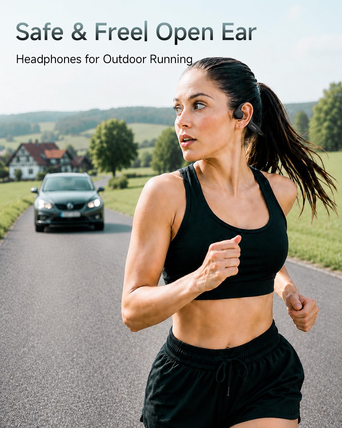 Casque Conduction Osseuse Bluetooth 6.0, Écouteurs Sport Oreilles Libres avec Micro, Étanchéité IPX5, 8H d'Autonomie, Ultra-Léger 28g, Idéal pour Course à Pied, Cyclisme, Fitness
