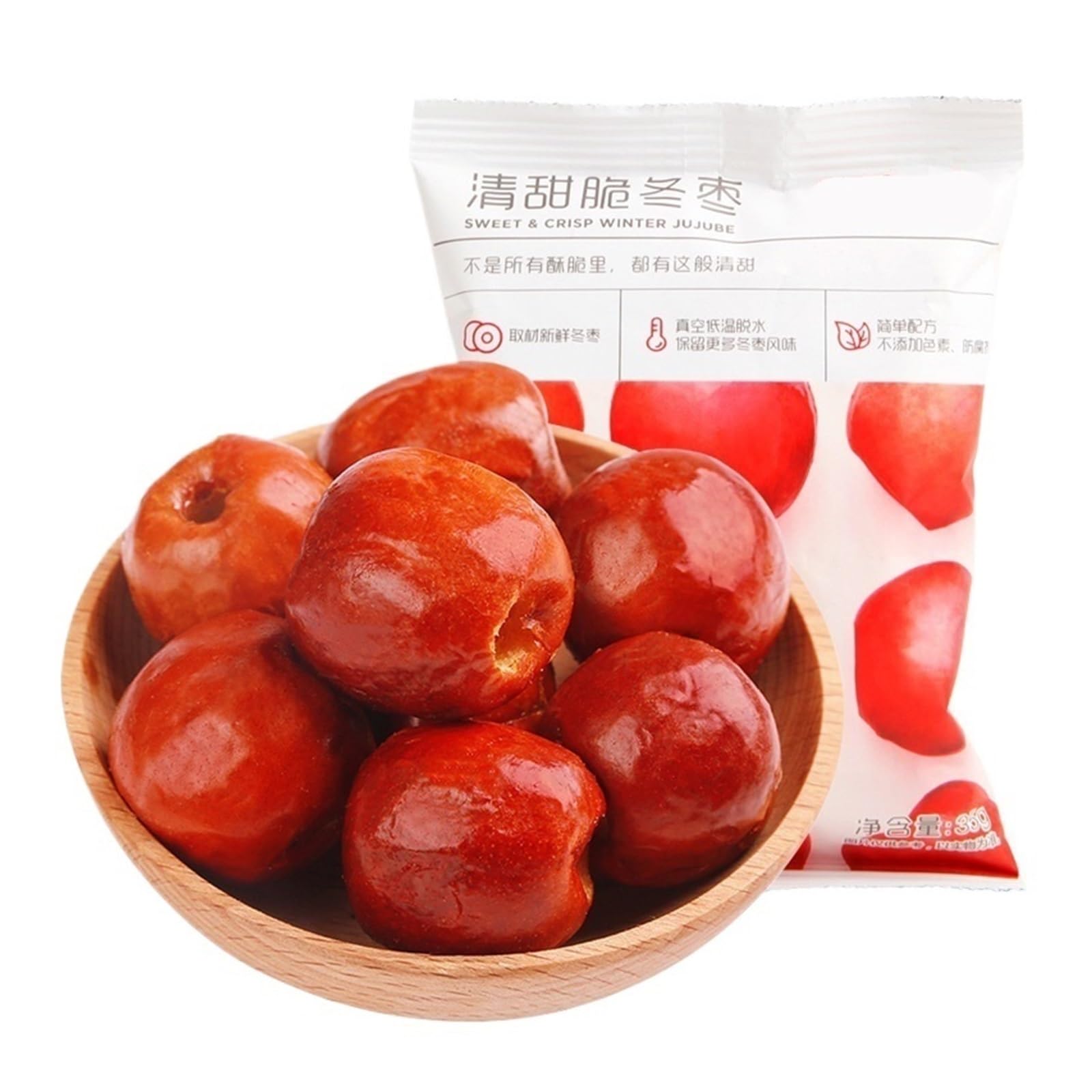 Azufaifas crujientes y crujientes, 35 g envueltos individualmente, un snack informal y delicioso(10bag)