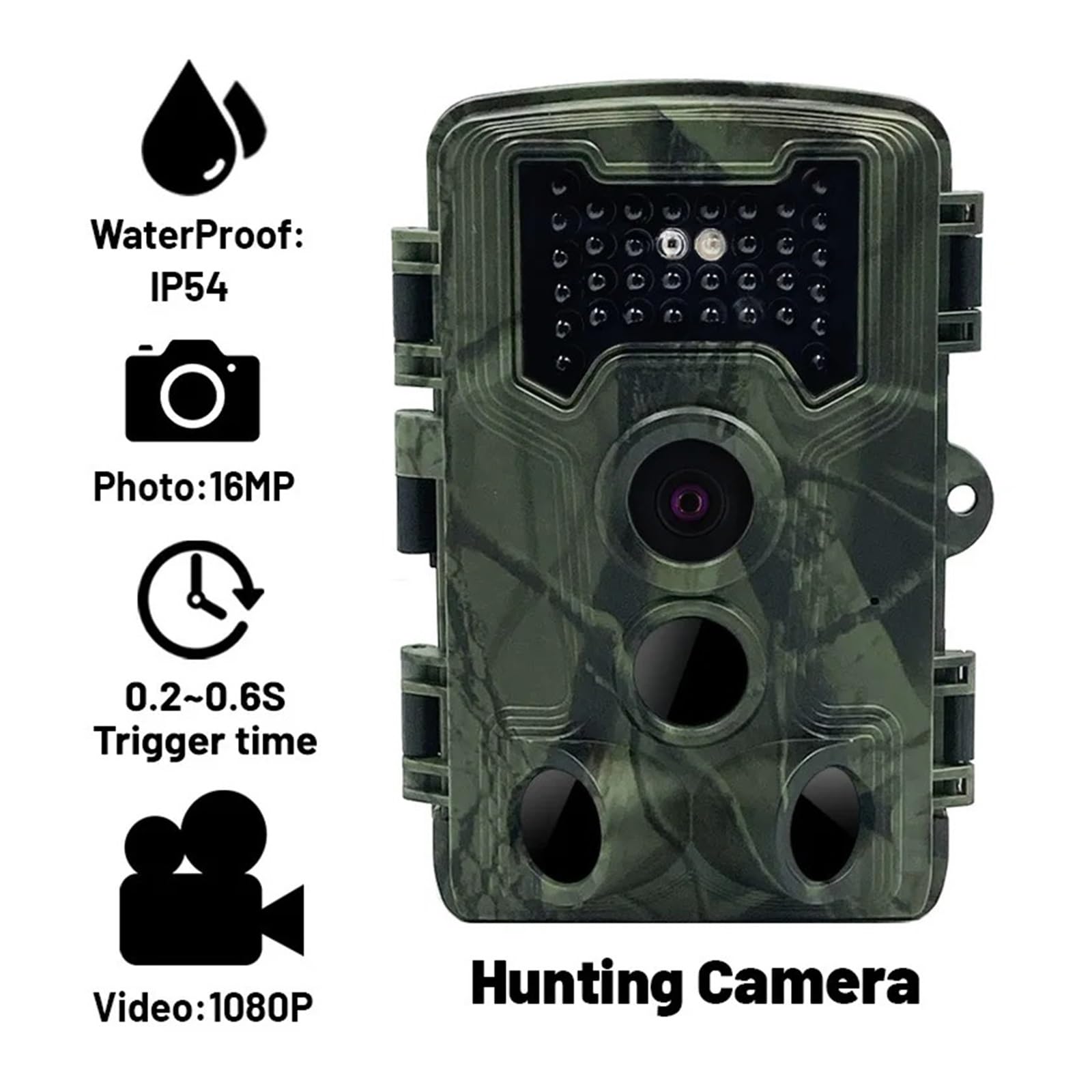 Cámara Vida Silvestre Cámara De Rastreo Y Juego 58MP, 2,7 K, con Visión Nocturna, 3 Sensores PIR, IP66, Infrarroja Activada por Movimiento A Prueba Agua For Caza Al Aire Libre(2.7K)