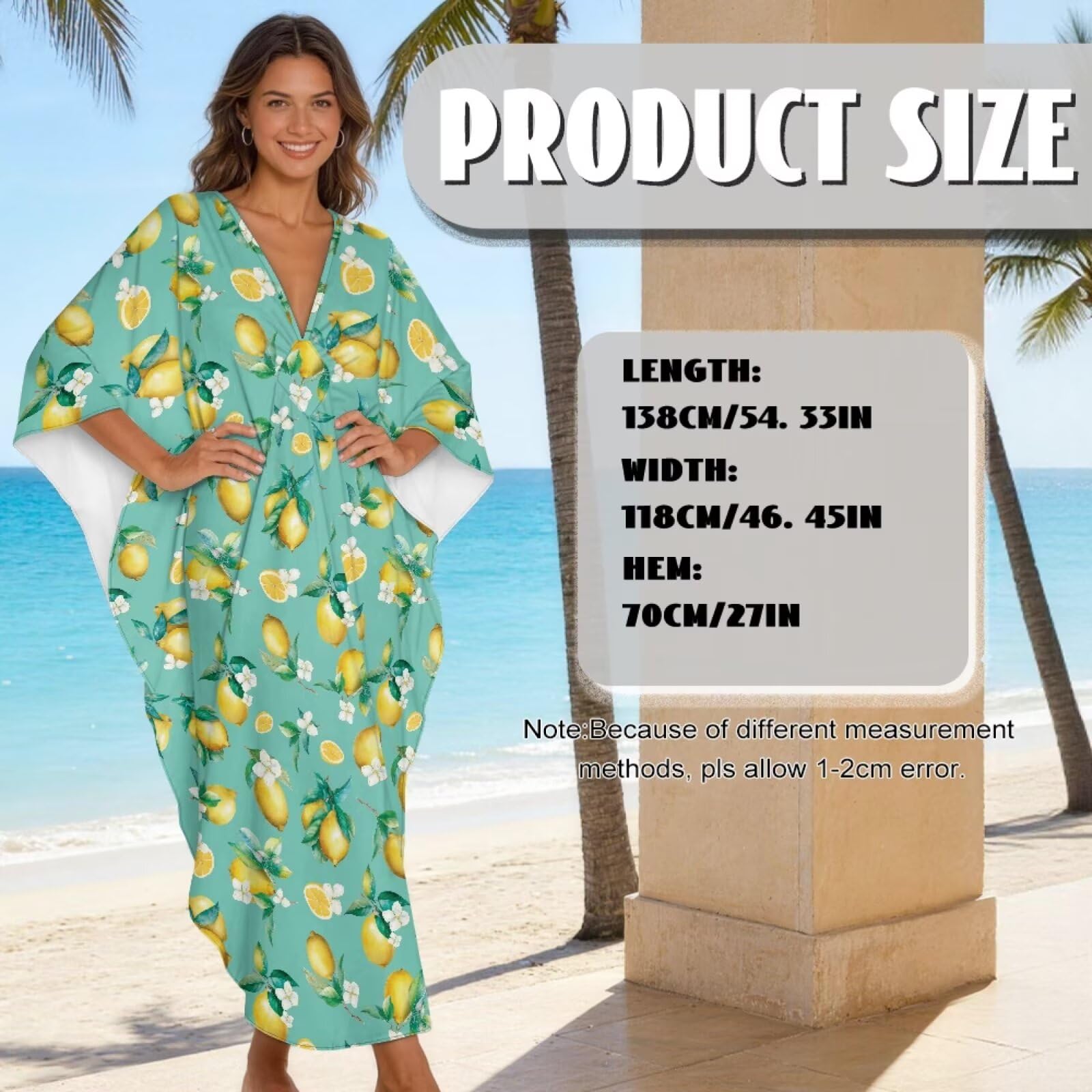 Copricostume estivo da donna, caftano da spiaggia, maniche a pipistrello, maxi abito da spiaggia taglie forti abbigliamento da spiaggia