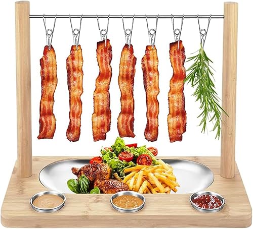 Triceratops Bacon Display Rack, Wood Bacon Serving Dishes, Bacon Hanger Charcute
