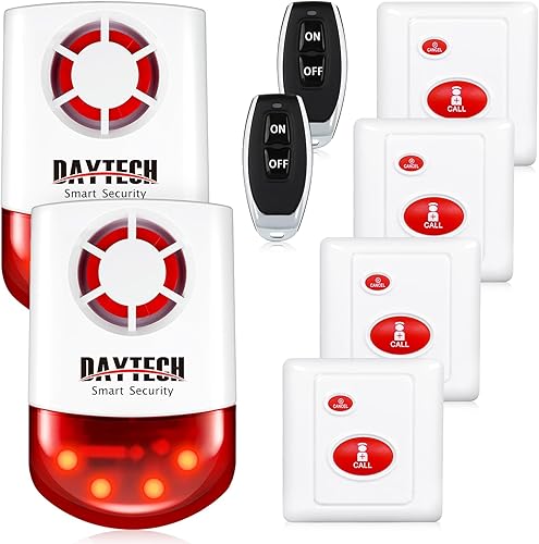 Miniatura 10 de Daytech Sistema de alarma de seguridad inalámbrico con sirena estroboscópica, botones de pánico y alerta SOS para el hogar, tiendas minoristas