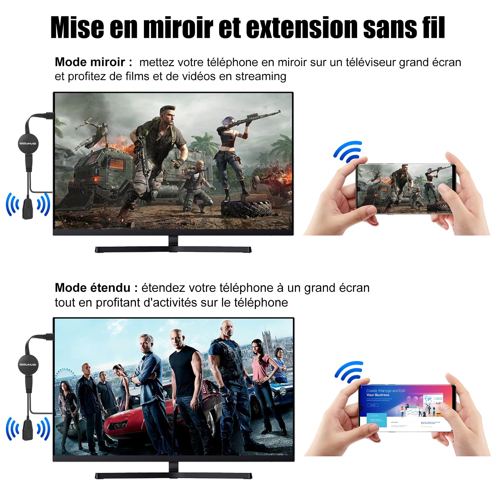 Wireless HDMI dongle,2.4GHz Miracast HDMI Dongle,compatibles Android/iOS/i-Phone/i-Pad/Supporte Miracast,DLNA, Airplay