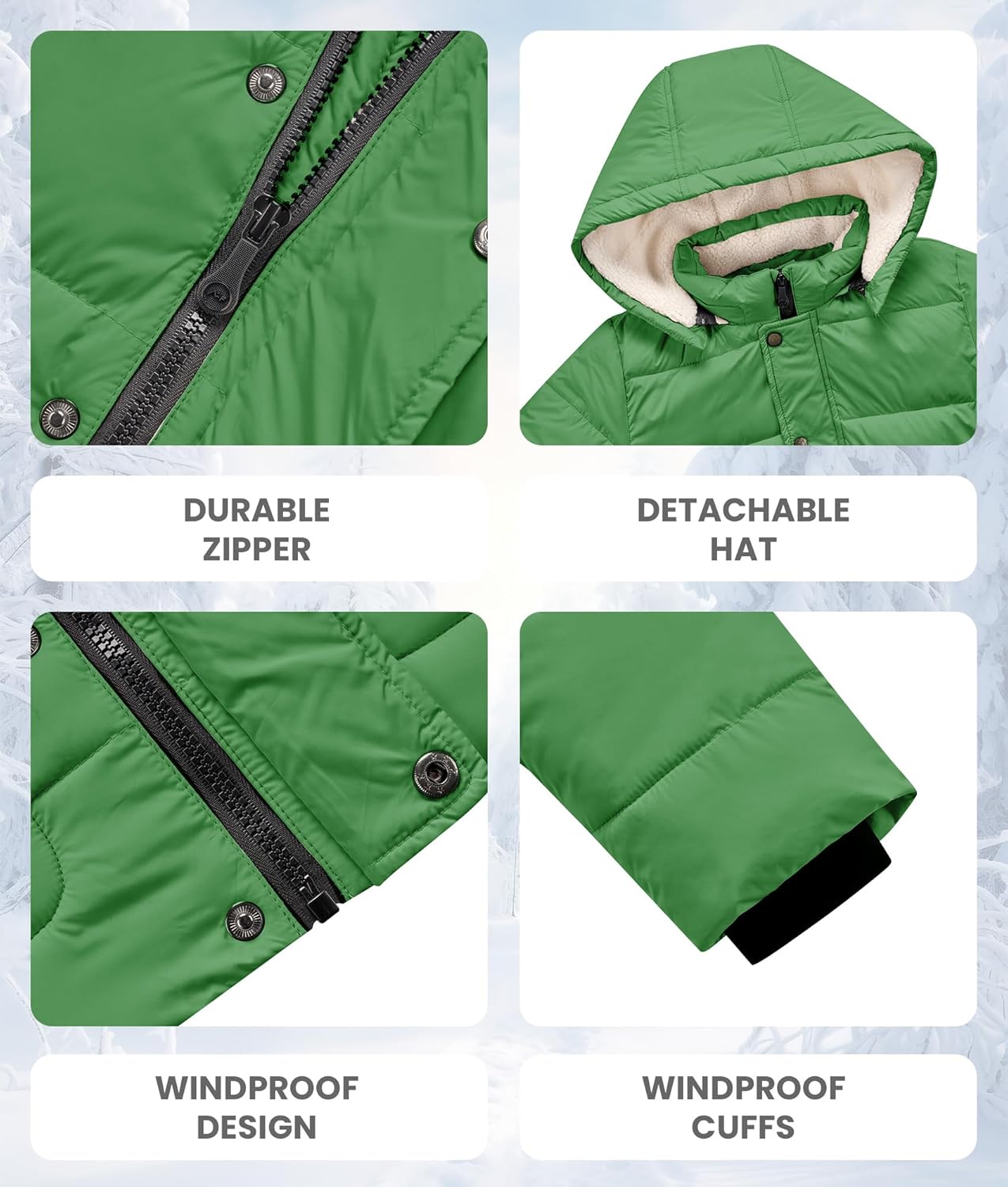 WULFUL Kids Boy's Winter Coat Detachable Hat Puffer Windbreaker Warm Cotton Jacket Parka Down Outdoor Coats - Image 7