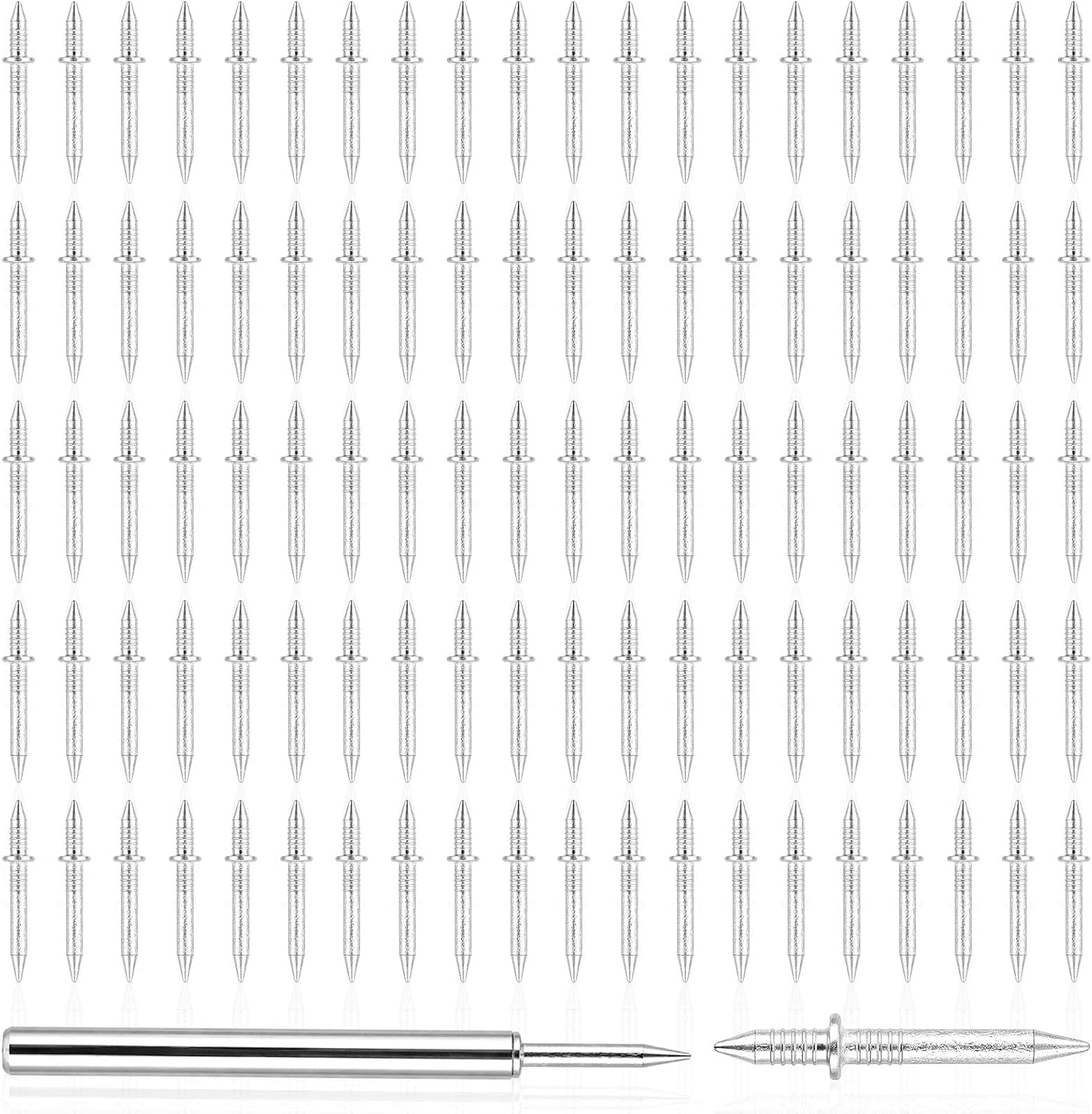Clavos para zócalos de doble cabeza, 100 unidades, sin marca, para molduras de madera maciza, con herramienta de funda incluida miniatura 1