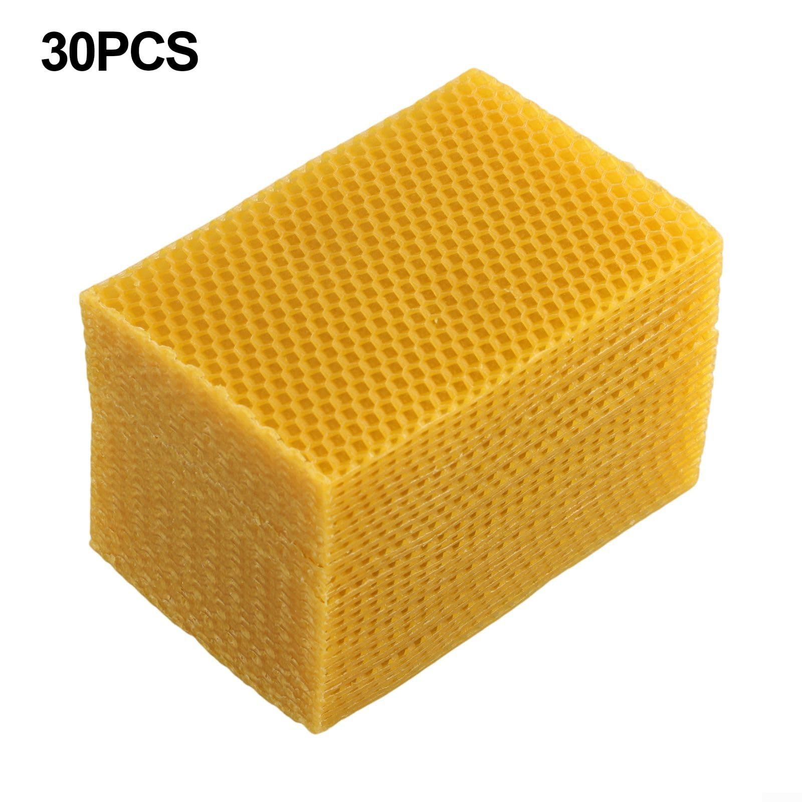 Lot de 30 feuilles de cire d'abeille pour ruche nationale - 9 x 13,2 cm - Cire d'abeille pour outils d'apiculture