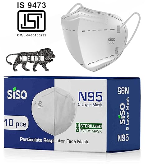 Siso Non-Woven Fabric Reusable N95 5 Layer Face Mask FFP2 - ISI Mark/BIS Certified (White, Pack of 20, Without Valve) for Unisex