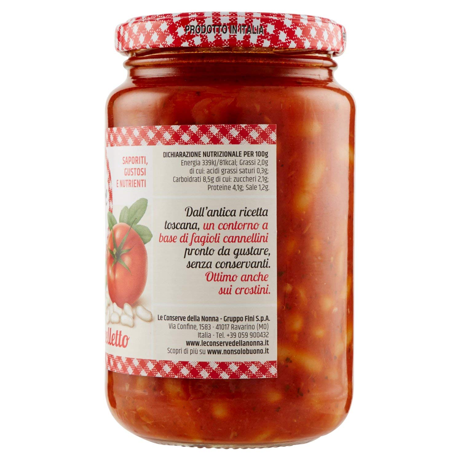 Le Conserve della Nonna Fagioli all'Ucelletto Specialità Laziale con Fagioli Cannellini - 350 gr - [confezione da 12]