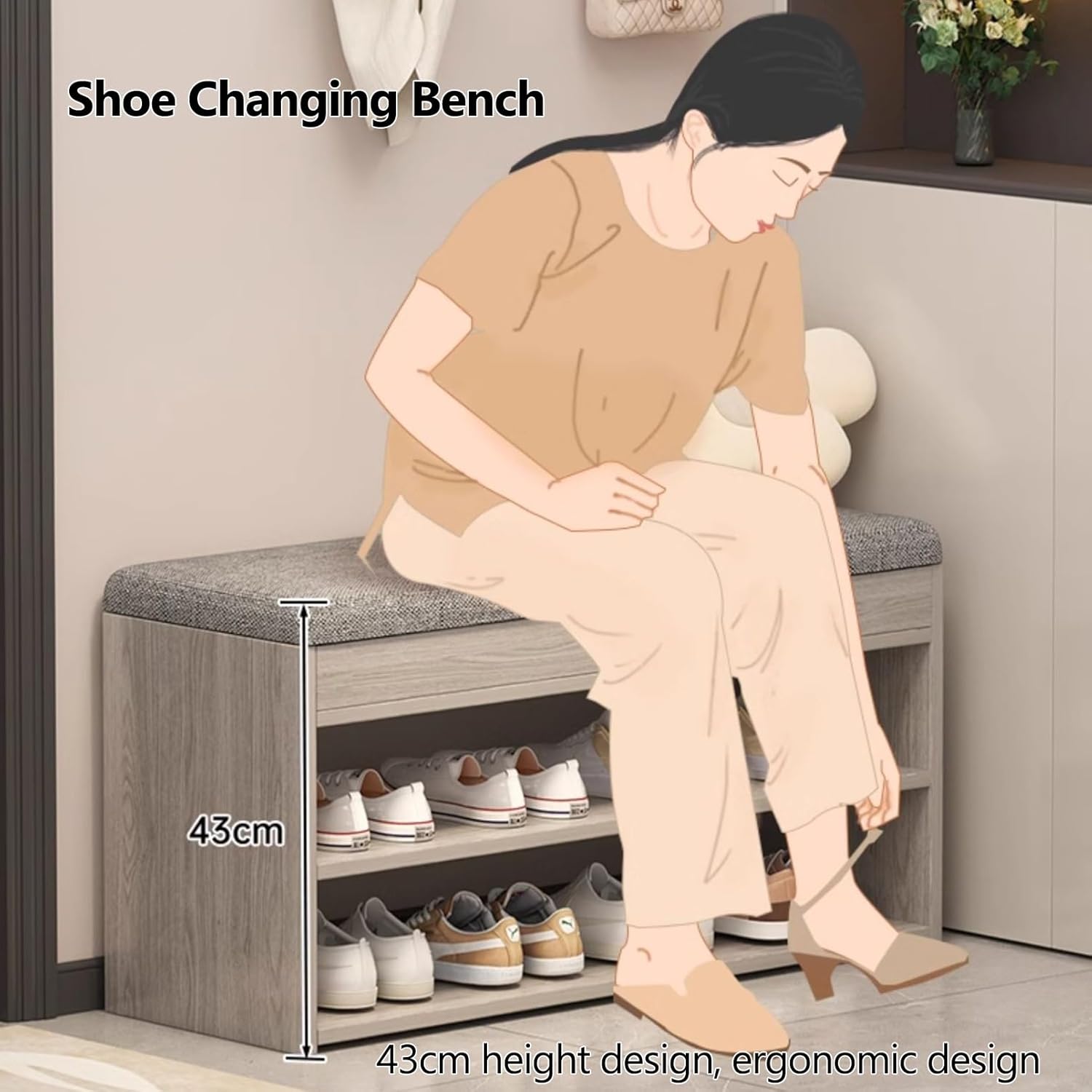 Benches Garden Bench Outdoor Patio Seating Backless Park Chair Lawn Path Slatted Seats,(en:Shoe Bench Organizer - Entryway Shoe Rack Storage, Mudroom Shoe Cabinet with Cubby, Bedroom Shoe