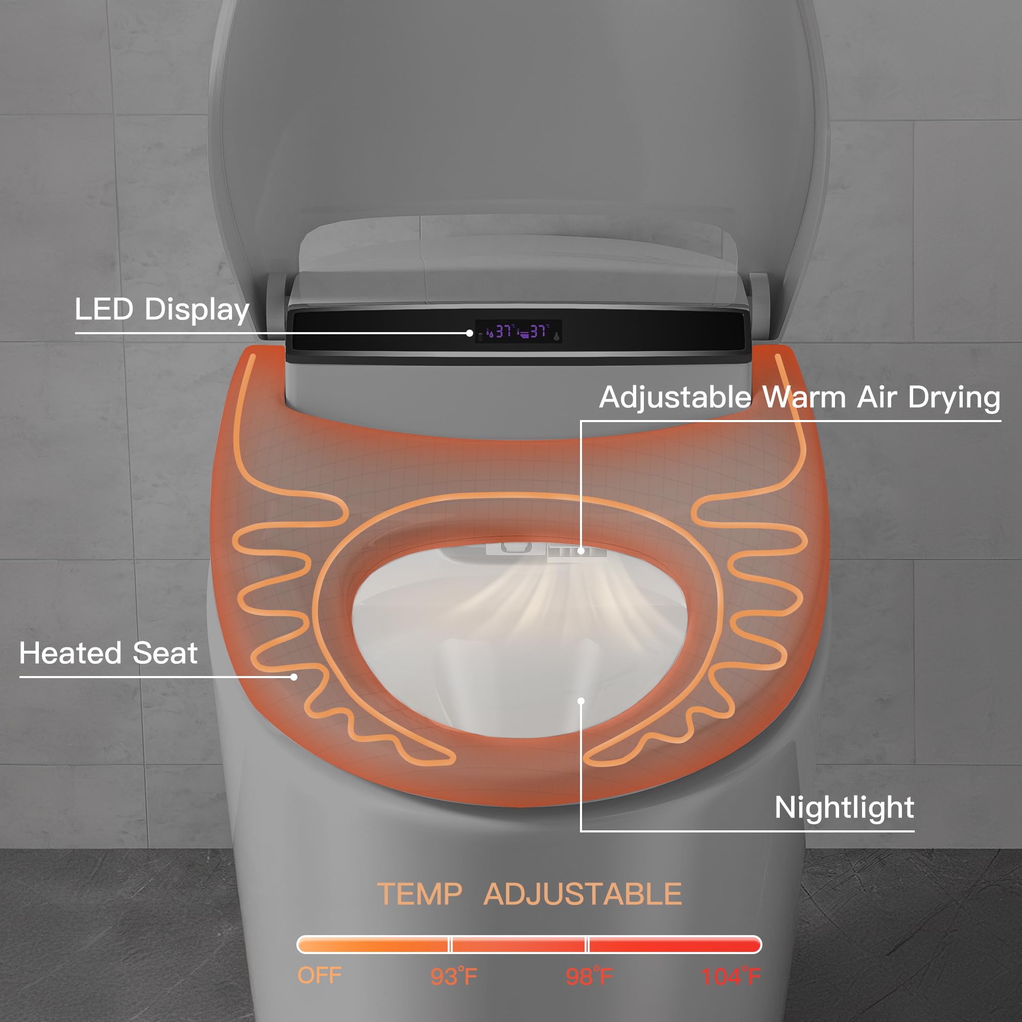 JAXPETY Smart Bidet Toilet for Bathrooms, Smart Toilet with Bidet