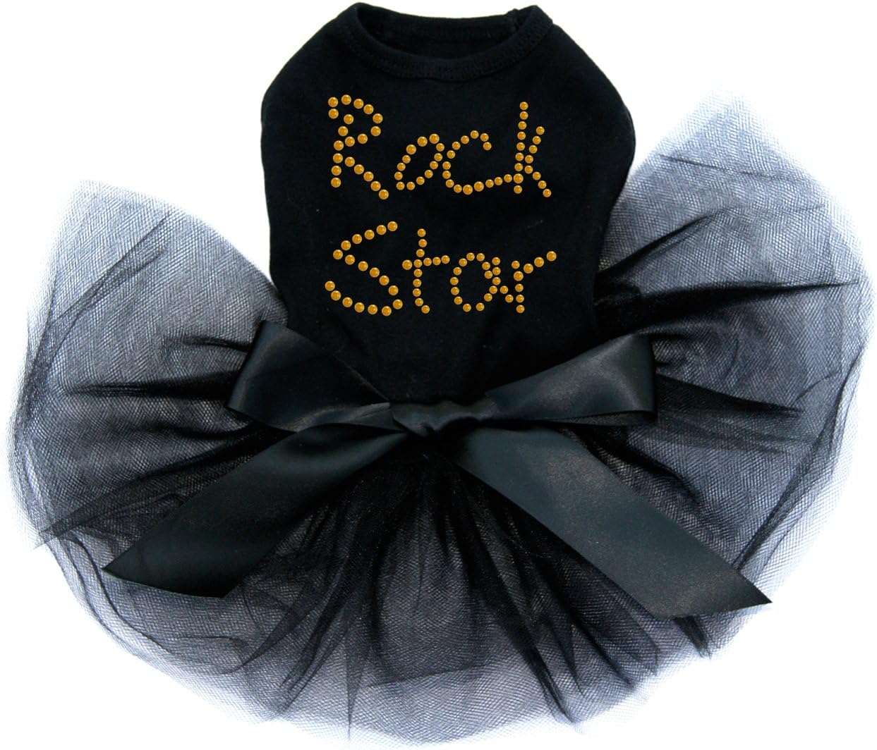 Rock Star - Gold - Dog Tutu Dress, XS Black