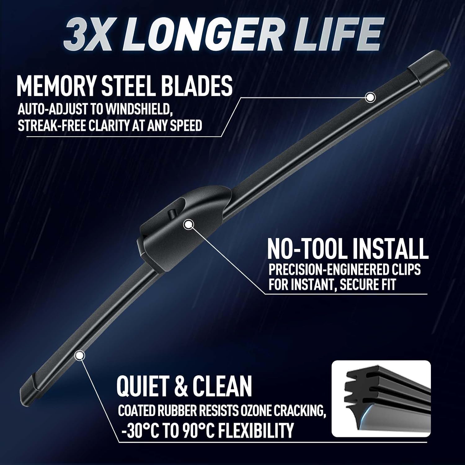13" Rear Wiper Blades for Jaguar E-Pace F-Pace/Alfa Romeo Stelvio/Maserati Levante, Quiet and Streak-Free 13 Inch Back Windshield Wiper Replacement All-Weather OEM Automotive Accessories