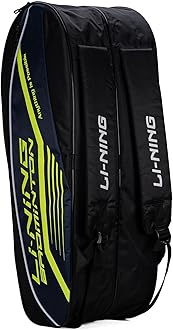 Li-Ning Hot Shot Triple Zipper Polyester Badminton Kit Bag (Black/DK Barney) | Easy - Access Compartments | Spacious | Unisex - Men, Boys, Girls, Women
