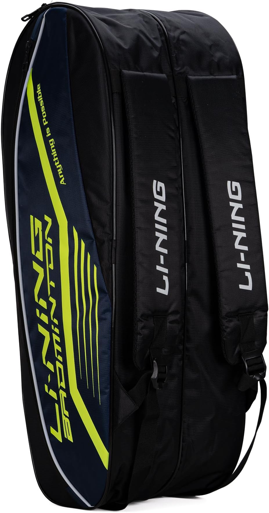 - Li-Ning Hot Shot Triple Zipper Polyester Badminton Kit Bag (Black/DK Barney) | Easy - Access Compartments | Spacious | Unisex - Men, Boys, Girls, Women