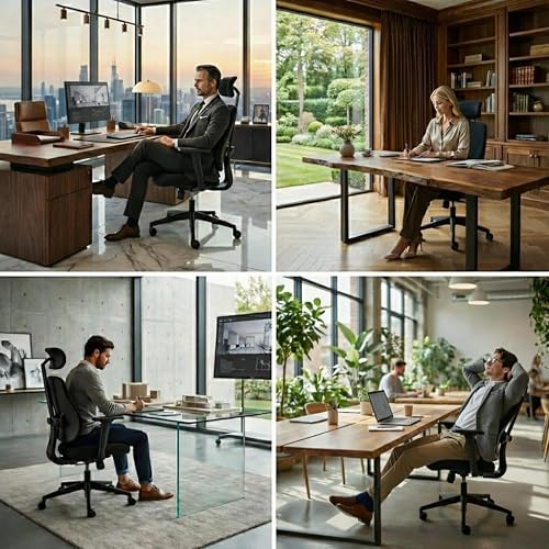 Rieior Chaise de Bureau Ergonomique, Dossier Séparé Dynamique, Siège en Mousse Moulée 8 cm, Accoudoirs 4D, Fauteuil de Bureau Grand Dossier, Flex S3, Noir - 7