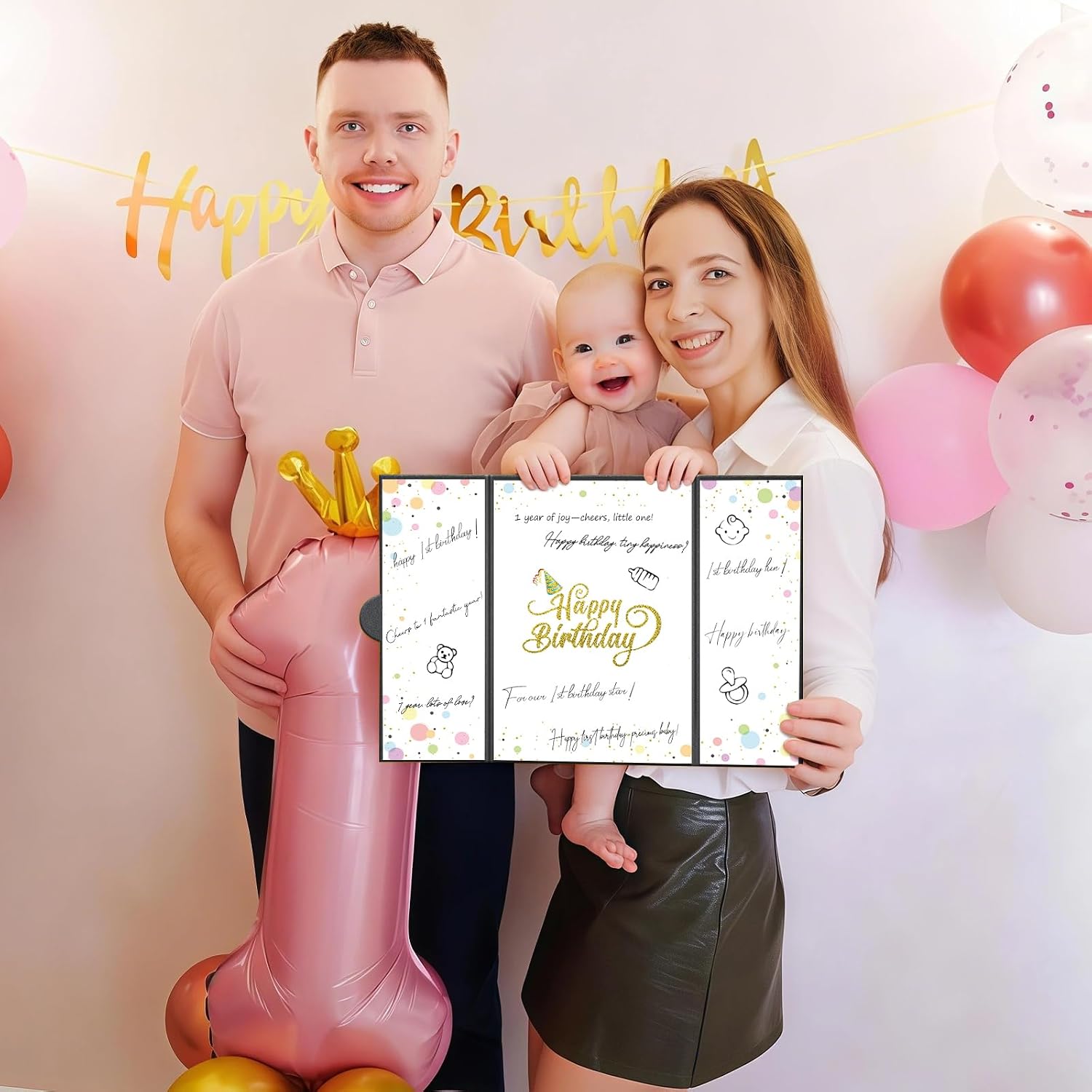 Happy Birthday Decorations for Men, Black Birthday Guest Book Alternatives