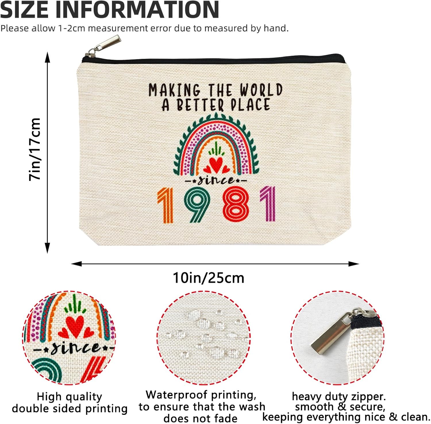 45th Birthday Gifts Women Makeup Bag, Happy 45th Birthday Decorations Woman, Best 45 Year Old Gifts Ideas for Her, Mom, Wife, Sister, Mothers Day, 1981 Anniversary Party Favors, Christmas - Image 2