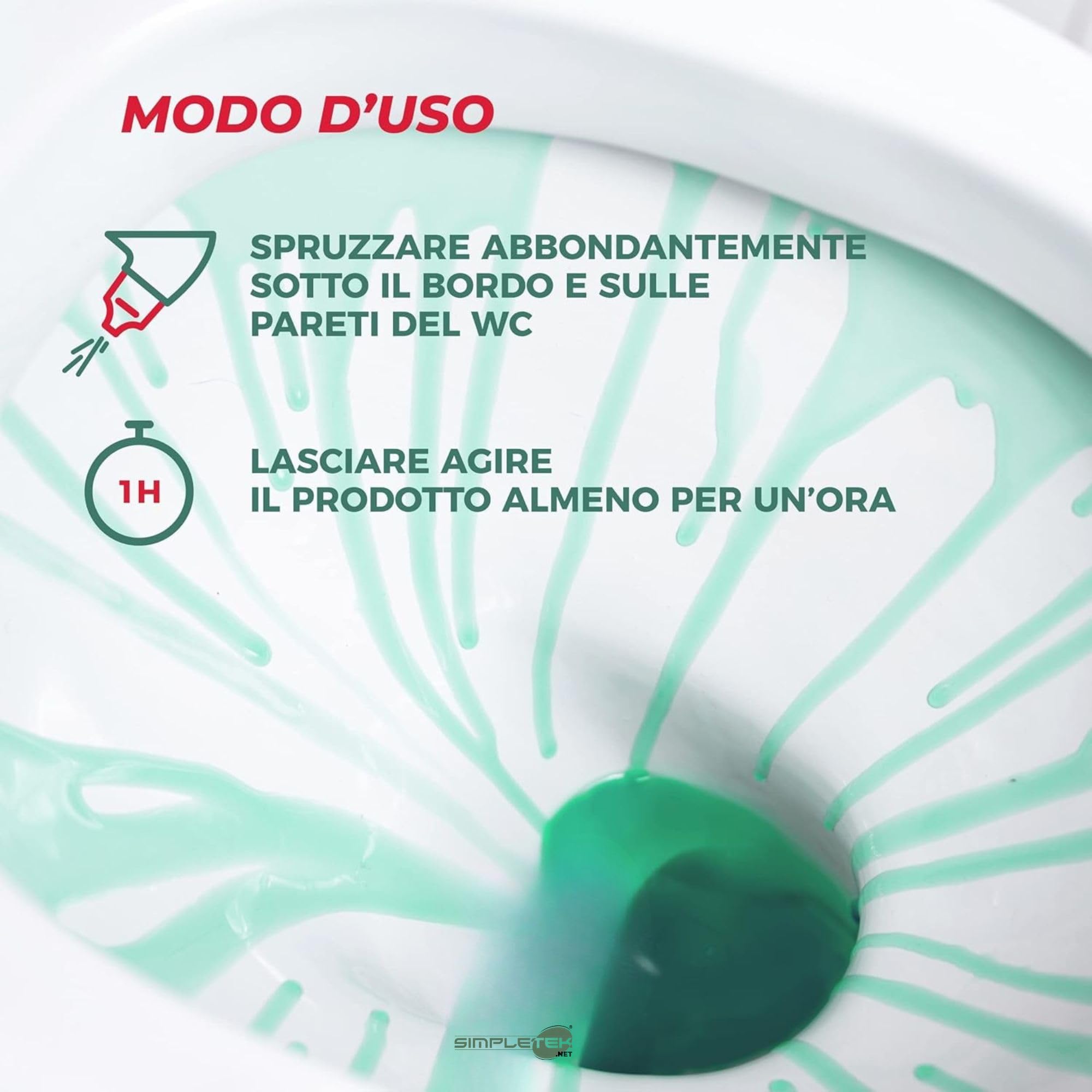 SIMPLETEK - Disinfettante Disincrostante Gel Bagno 12x 700ml | Elimina 100% Calcare, Germi e Batteri | Eco-Flacone [12 pezzi]