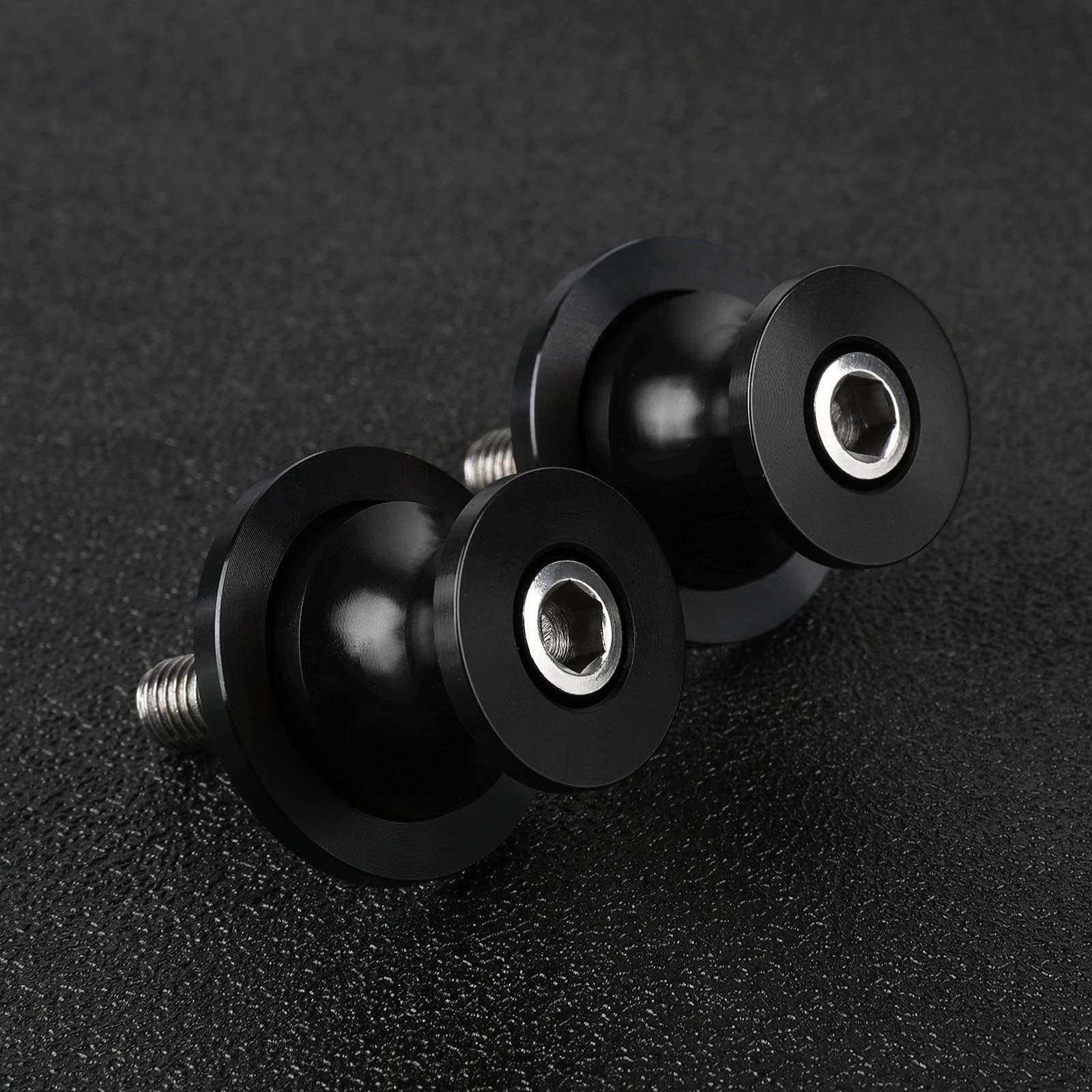 QJY 2pcs M10 Moto Nottolini Cavalletto 10MM Bobine Universal per K-AWA-SAKI Z650 Z800 Z750 Z1000 Ninja 400 650 ZX-10R ZX-6R Duke 125 250 390 CFMOTO 450NK 450SR 450MT 800MT - Nero