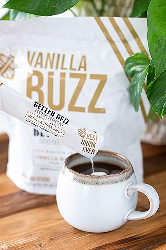 Miniatura 4 de Better Buzz Vanilla Powder Coffee Creamer Shots (Vanilla Buzz) 20 unidades Mezcla de bebida individual, paquetes de crema instantánea de vainilla