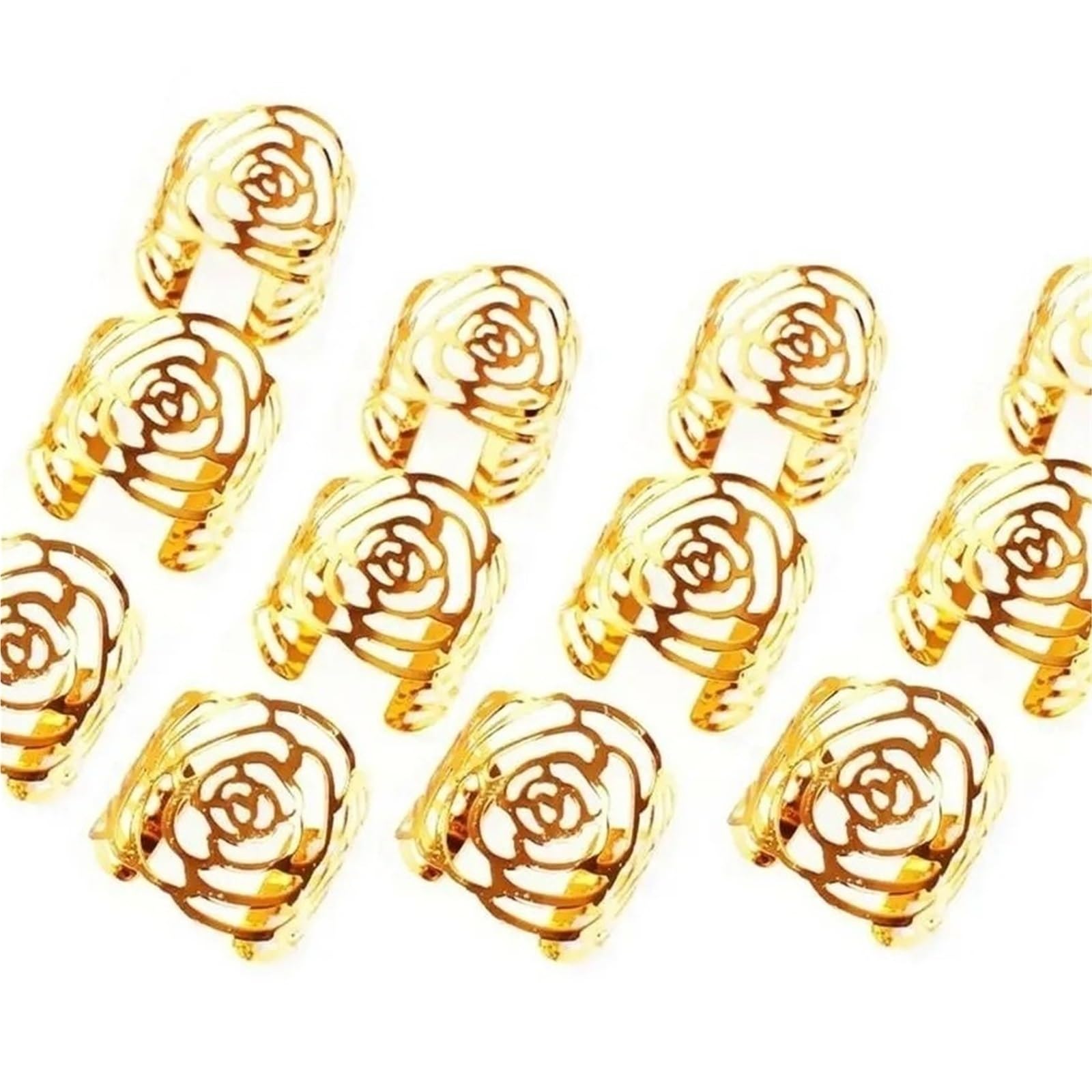 12Pcs Rose Gold Napkin Rings Metal Buckle Holder for Wedding Dinner Table Decor