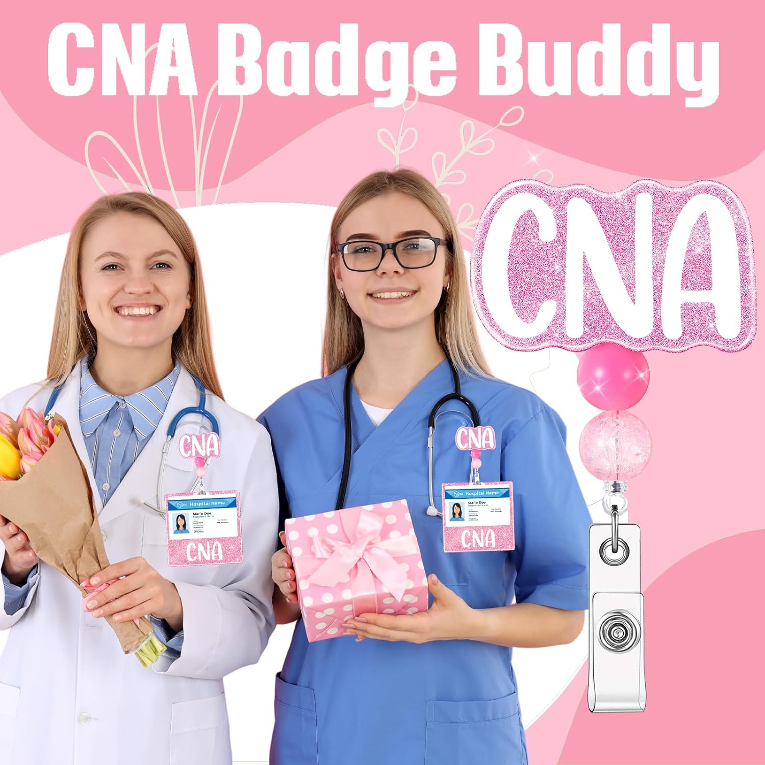 CNA Nurse Badge Buddy with CNA Nurse Badge Reel Retractable Nursing ID Clip (CNA) - Image 5