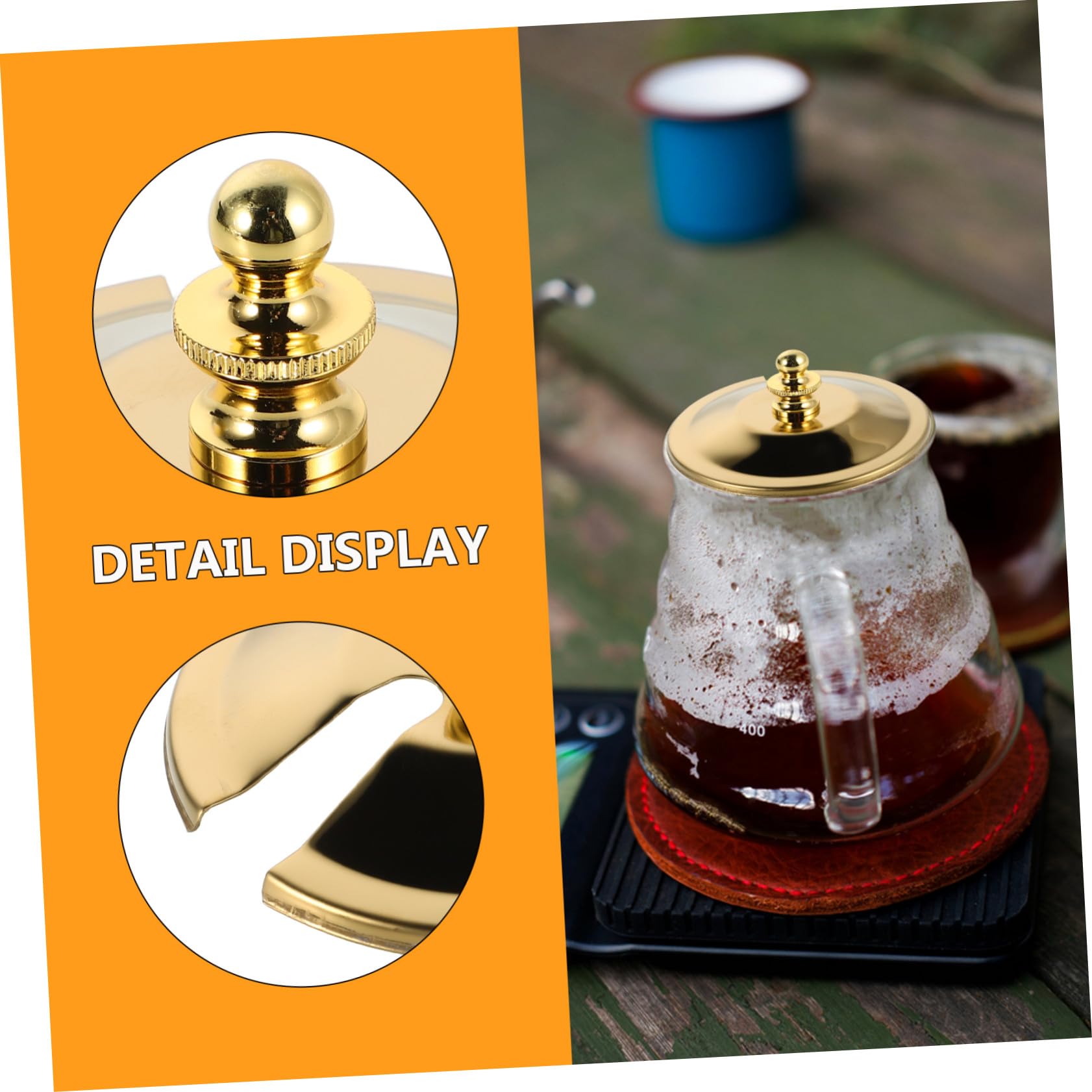 Edelstahl Kaffeeservice Ersatzdeckel Hitzebeständig Kaffeekannen Deckel Küchen-gadget für Herren Stilvolles Design Einfache Montage für Zuhause Büro