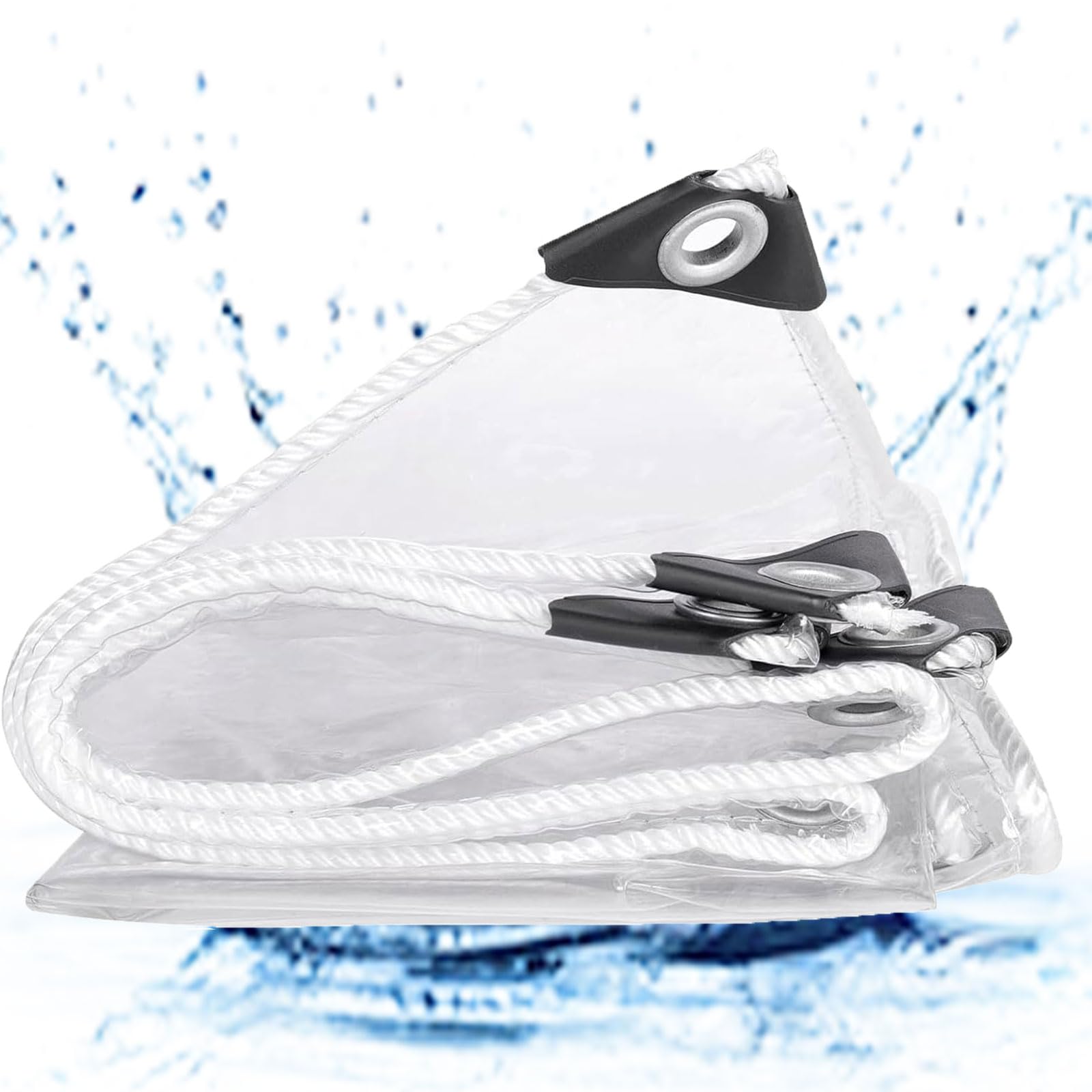 Lona protectora transparente a prueba de viento con ojales reforzados