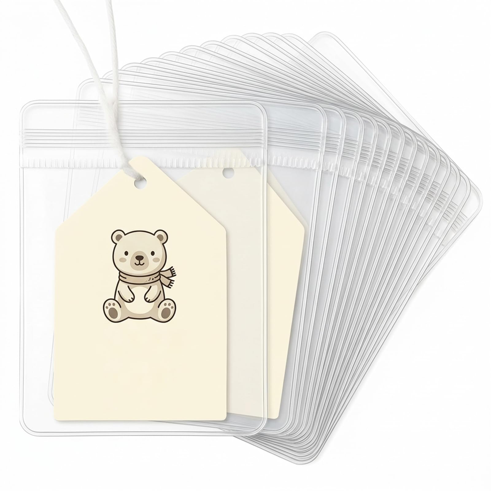 20Pcs Tag Protectors for Jelly Plush Toys, Clear PVC Label Cover Protectors Storage Sleeves for Collectors, Suitable for Soft Toy Tag Storage
